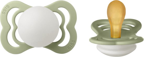 BIBS Supreme Glow in the dark Sage Natuurrubber maat 1 0-6 maanden 1 stuk van Bibs