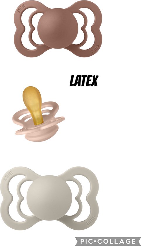 Bibs Supreme Latex fopspeen 0-6 maand 3 stuks Blush,Woodchuck en Sand maat 1 van Bibs