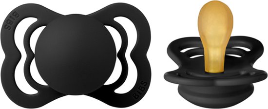 BIBS Supreme Natuurrubber Black/Zwart maat 1 0-6 maanden 1 stuk van Bibs