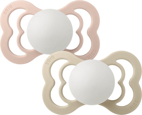 BiBS - Supreme Pacifier Glow in the Dark - Stage 1 Fopspeen - 0+ maanden - 2 stuks - Blush Night / Vanilla Night van Bibs