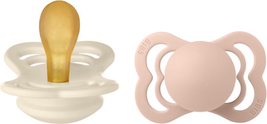 BiBS - Supreme Pacifier - Stage 2 Fopspeen - 6+ maanden - 2 stuks - Ivory / Blush van Bibs