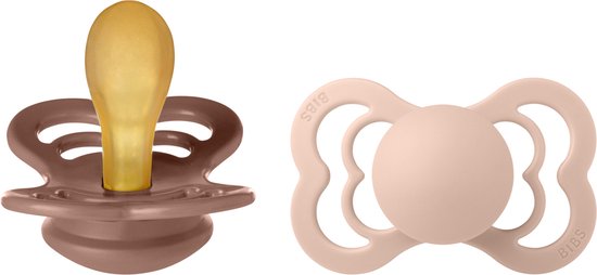 Bibs Supreme Woodchuck/Blush 0-6 mnd 2 Stuks Latex Fopspeen 170337 van Bibs