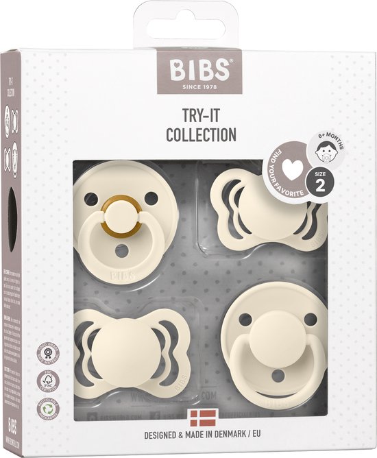 BIBS Try-it collection Fopspeen - 6-18 mnd - 4-pack - Ivory