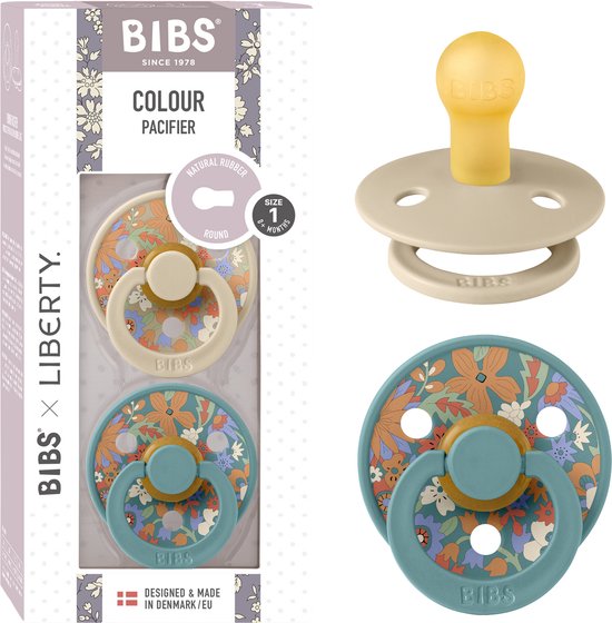 BIBS x Liberty Colour Fopspeen - 0-6 mnd - 2-pack - Rond - June Blossom/Vanilla Hush