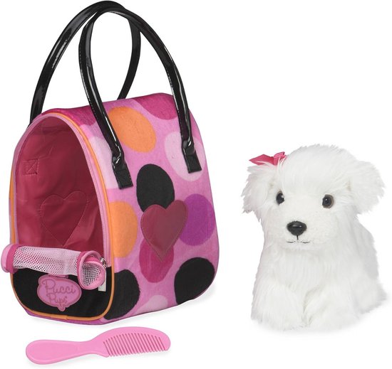 Bichon Frisé Pluche Hond met Tas - Zachte Knuffel met Accessoires van Merkloos