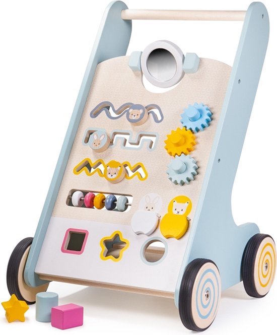 Bigjigs Activiteiten Leren-Lopen-Wagen / Looptrainer FSC 100% van Bigjigs