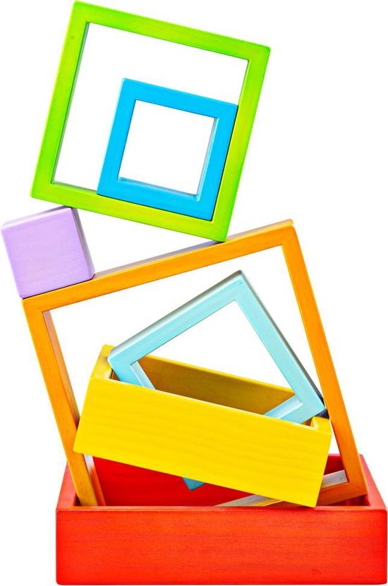BigJigs Stapelvierkanten Regenboog van Bigjigs