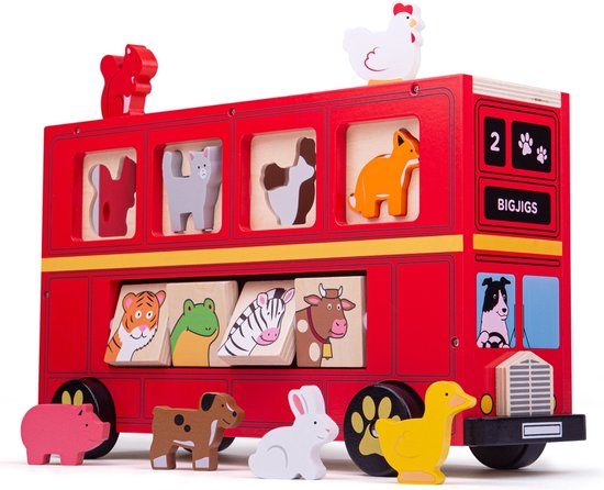 Bigjigs - Vormenstoof - Dierenbus van Bigjigs