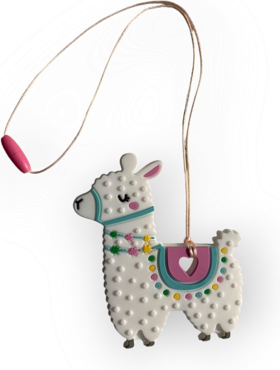 Bijtketting - Alpaca - Oranje - Roze van Chewigem
