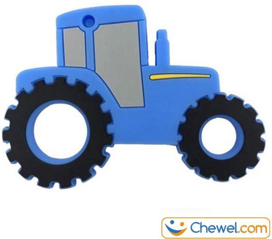 Bijtketting blauw jongens - Tractor - Traktor - Trekker - Chewel ® van Chewel®