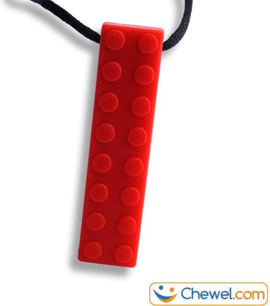 Bijtketting Bouwblokje Kauwketting | bouwblok Rood | Chewel ® van Chewel®