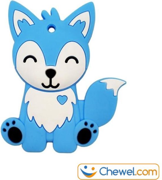 Bijtketting | Cartoon Vos | diverse kleuren - Blauw van Chewies & More