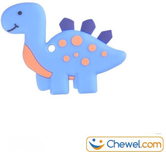 Bijtketting Dinosaurus | blauw met oranje | Chewel ® van Chewel®