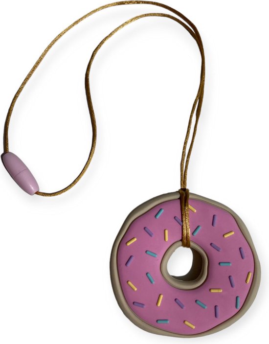 Bijtketting | Donut | Roze | Goud van Chewigem
