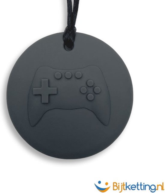 Bijtketting Game On - Game Disk - Intensieve Kauwketting - Zwart van Chewigem