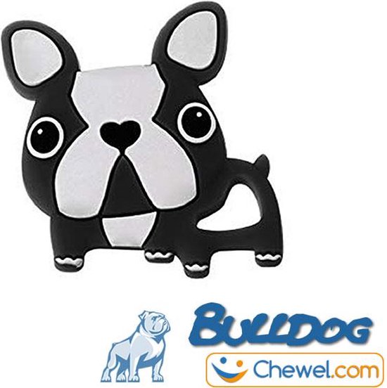 Bijtketting hond | Cartoon Bulldog | Zwart & Wit | Chewel ® van Chewel®