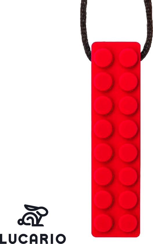 Bijtketting - Kauwketting | Bouwblokje patroon Rood