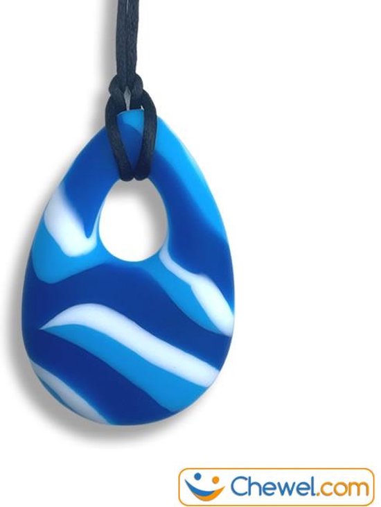 Bijtketting Kauwketting | Druppel Camouflage | Chewelry - Blauw van Chewelry