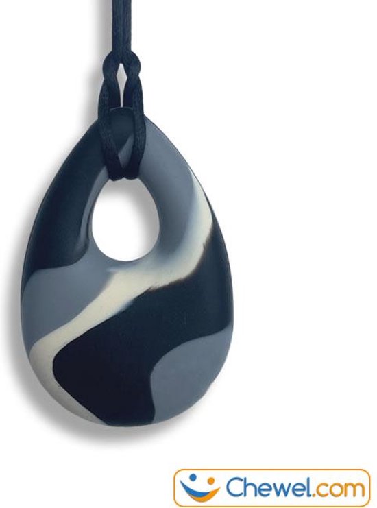 Bijtketting Kauwketting | Druppel Camouflage | Chewelry - Zwart van Chewelry