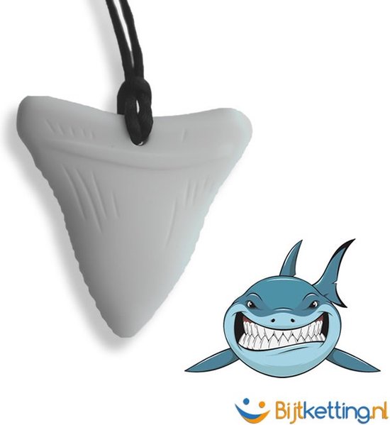 Bijtketting Kauwketting Haai | Stoere Haaientand Wit van Merkloos