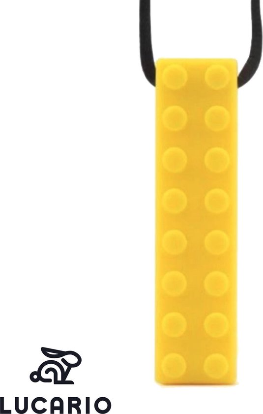 Bijtketting - Kauwketting - Lego bouwblokje patroon Geel van Lucario