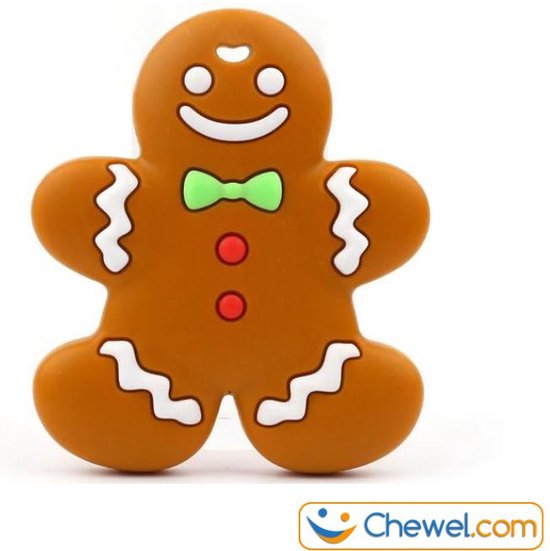 Bijtketting kauwketting - Peperkoek Mannetje - Gingerbread Man - Taai Taai - Chewel ® van Chewel®