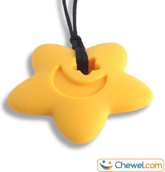 Bijtketting Kauwketting - Ster met maantje - 4 kleuren - Geel - Chewel ® van Chewel®