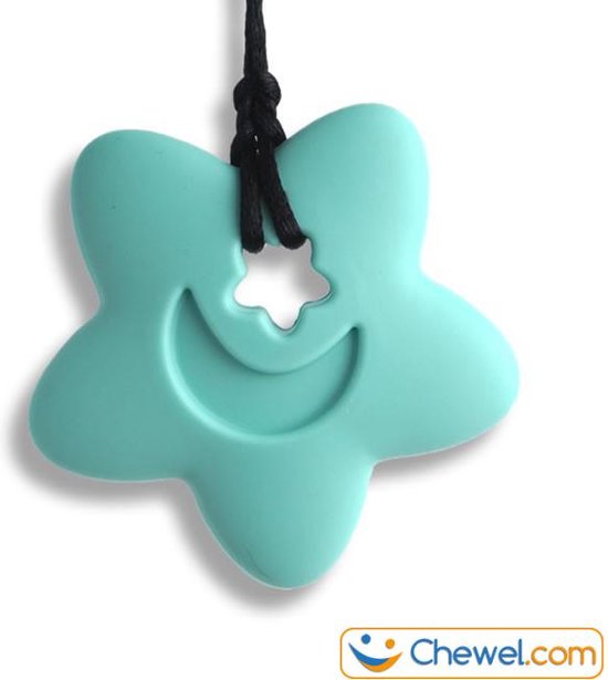 Bijtketting Kauwketting | Ster met maantje | 4 kleuren | Lichtblauw | Chewel ® van Chewel®