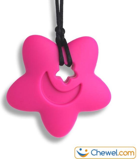 Bijtketting Kauwketting - Ster met maantje - 4 kleuren - Roze - Chewel ® van Chewel®