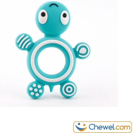 bijtketting kauwketting vrolijke schildpad - Turkoois - Chewel ® van Chewel®