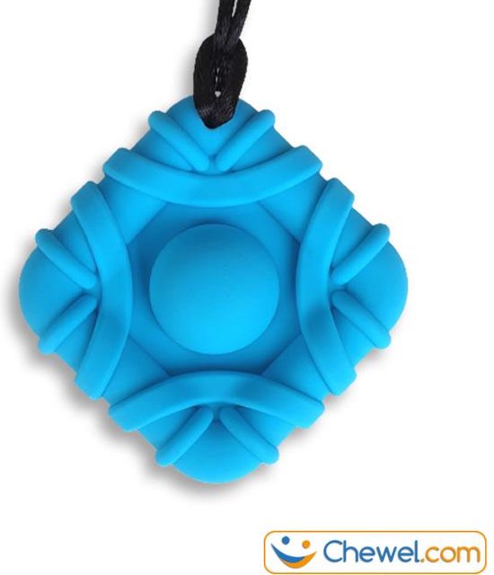 Bijtketting Plop Kauwketting | Ploppen en Bijten - Blauw van Sensominds