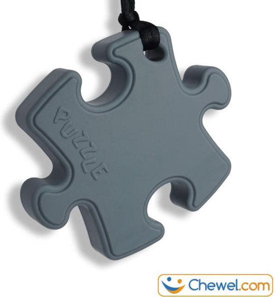 Bijtketting - Puzzle - Puzzlestuk - Grijs - Chewel ® van Chewel®