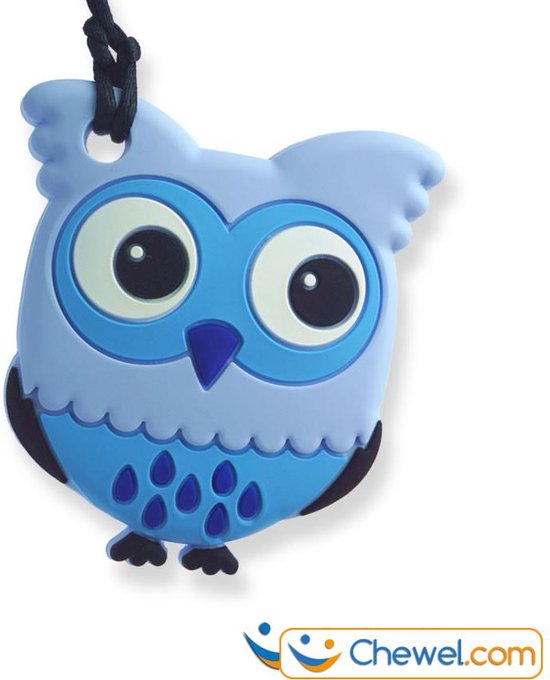 Bijtketting - Uil - 3 kleuren - Blauw - Chewel ® van Chewel®