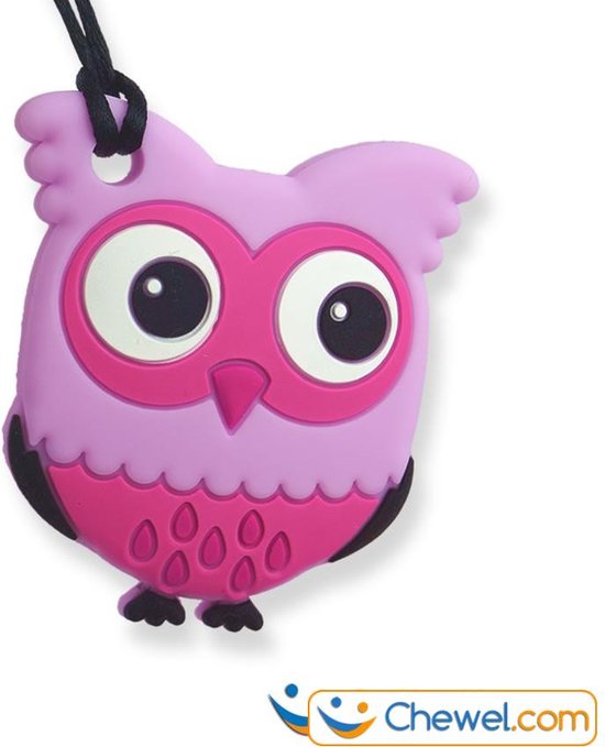 Bijtketting - Uil - Uiltje Diverse kleuren - Roze van Chewigem