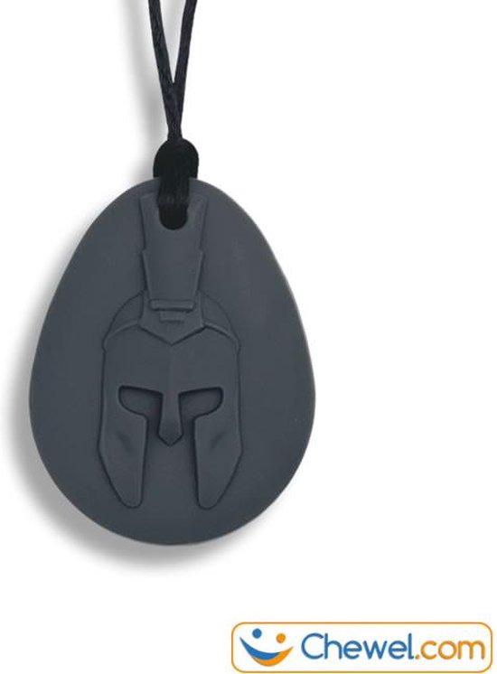Bijtketting Warrior kauwketting - Sparta Helm - Romeinse krijger - Grijs - Chewel ® van Chewel®
