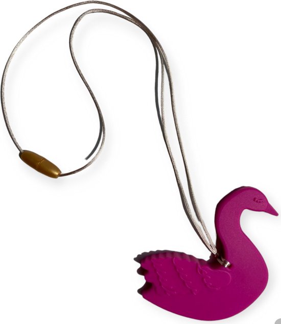 Bijtketting - Zwaan - Fuchsia - Goud van Chewigem