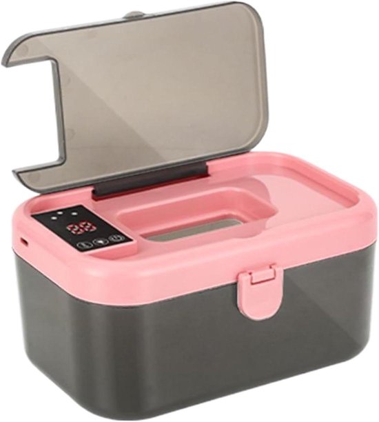 Billendoekjes Warmer - Doekjes Dispenser - Baby Verzorging - Instelbare Warmte - 21 x 15 x 11 cm - Roze