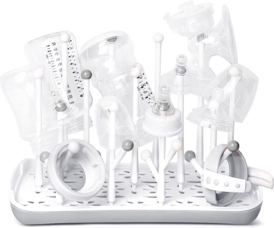 BimbelBoo - Flessenrek Baby - Droogrek Flessen - BPA Vrij - 34cm x 28cm - Grijs - Afdruiprek Babyfles van BimbelBoo