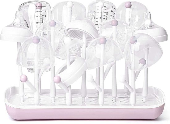 BimbelBoo - Flessenrek Baby - Droogrek Flessen - BPA Vrij - 34cm x 28cm - Roze - Afdruiprek Babyfles van BimbelBoo