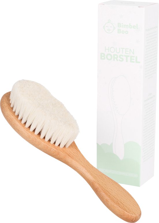 BimbelBoo® - Houten Baby Borstel - Massage Borstel Hoofdhuid - Hout en Natuurlijke Geitenharen - Zacht - Kraamcadeau - Babyborstel - Baby Haarborstel - Baby Verzorgingsset - Baby Verzorgingsproducten van Merkloos