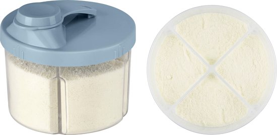 BimbelBoo® Melkpoeder Toren - Tot 160g poeder - 4 Compartimenten - Blauw - Dispenser - Doseerdoosjes - Poedertoren - Bewaardoos