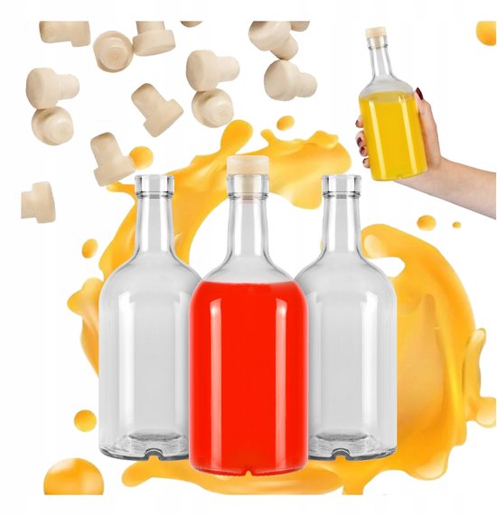 Bimberek Blanka Serie - Glazen Fles 500ml - Met Kurk - Voor Alcohol en Sappen