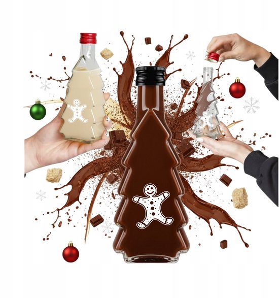 Bimberek - Butel - Kerstboomvorm - 250ml - Met Opdruk - Voor Likeuren