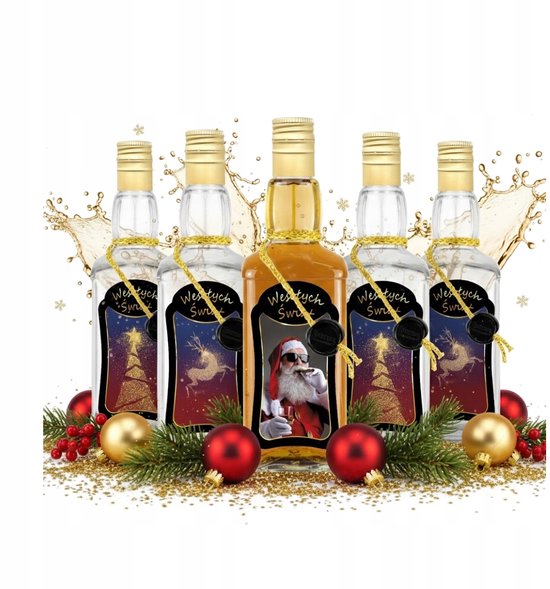 Bimberek Daniels - Decoratieve Glazen Fles - 500ml - Premium Sierfles - Kerstontwerp
