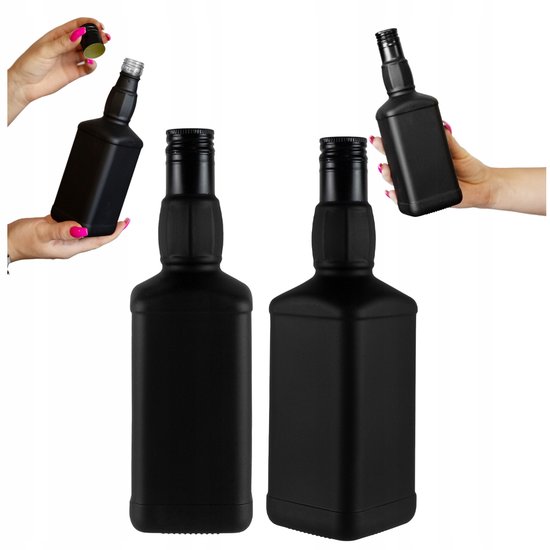 Bimberek Daniels - Glazen Fles - 500 ml - Zwart Mat - Whisky Fles