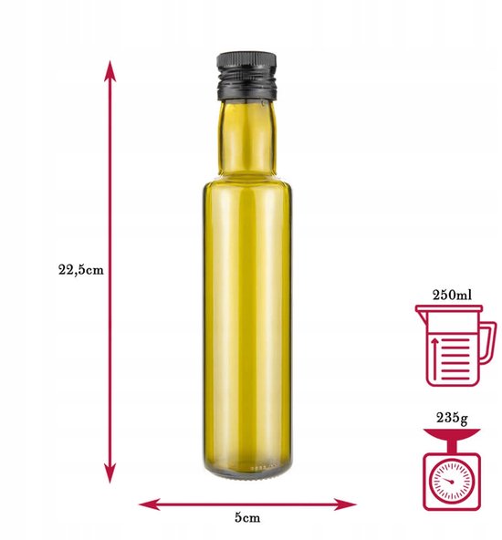 Bimberek Dorica Serie - Olijfolie Flessen - 250ml - Donker Glas - Dispenser