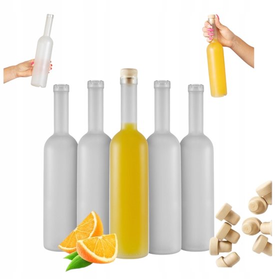 Bimberek FUTURA - Glazen Fles - 500ml - Voor Alcoholische Dranken - Inclusief Kurk