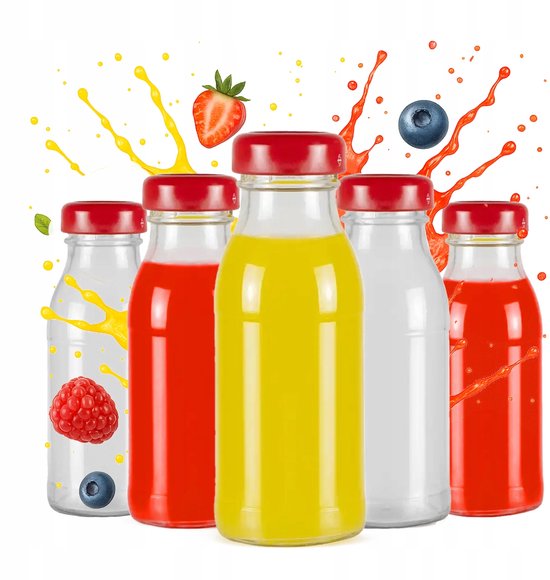 Bimberek - Glass Juice Bottle Set - 125ml - Met Afsluitdop - Geschenkdoel
