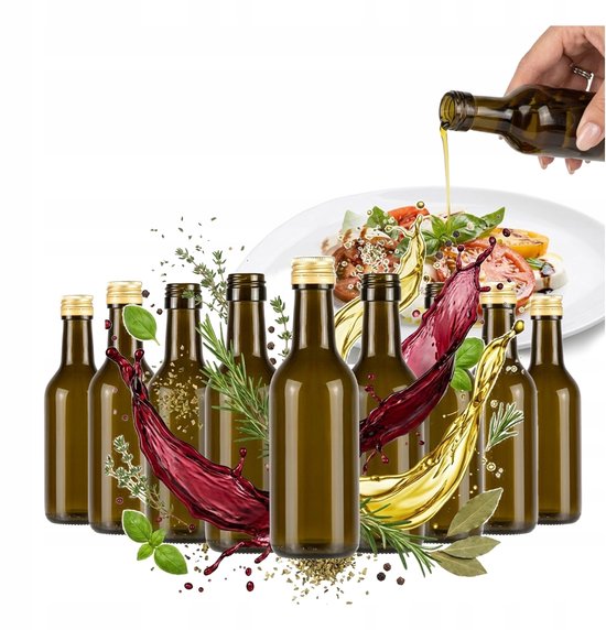 Bimberek - Glazen Fles - 200ml - Donker Glas - Gouden Deksels van Bimberek