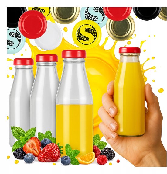 Bimberek - Glazen Flessen voor Sap - 200ml - Met Dop - 50 stuks